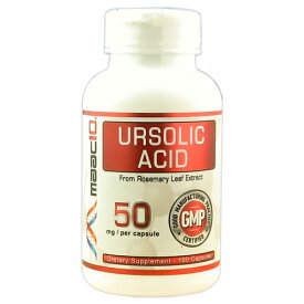 ウルソール酸 URSOLIC ACID（ローズマリー葉エキス由来） 50mg　100カプセル[ウルソル酸／サーチュイン因子／エイジング／リーンなボディ／筋肉増強／サプリメント／マック10／マックテン／アメリカサプリ／サプマート／SupmartUSA／42882]