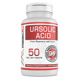 マックテン ウルソール酸 （ローズマリー葉エキス由来） 50mg 100カプセル[URSOLIC ACID ウルソル酸 ウルスル酸 アダプトゲン サーチュイン エイジングケア 筋肉 ダイエット サプリメント マック10 Maac10]