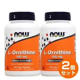 【2個セット】NOW L-オルニチン 500mg／120ベジカプセル