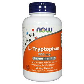 【ポイント10倍 5/16(土) 1:59まで※要エントリー】NOW L-トリプトファン 500mg／60ベジカプセル[L-Tryptophan 気分爽快 睡眠サポート アミノ酸 ポジティブ サプリメント アメリカサプリ サプマート SupmartUSA 071-00166]