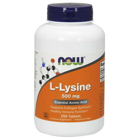 Lリジン 500mg 250粒（ベジタリアン仕様） サプリメント 健康サプリ サプリ アミノ酸 リジン now ナウ 栄養補助 栄養補助食品 アメリカ 国外 タブレット 通販 楽天 L-Lysine 500 mg