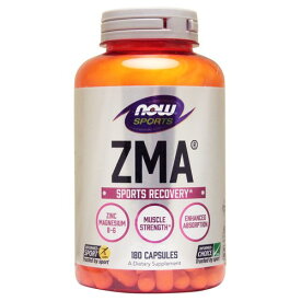 NOW お得サイズ ZMA 180粒 サプリメント 健康サプリ サプリ ミネラル 亜鉛 お徳用 now ナウ 栄養補助 栄養補助食品 アメリカ カプセル サプマートUSA ZMA