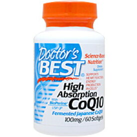 Doctor's Best（ドクターズベスト）高吸収コエンザイムQ10 (CoQ10) 100mg 60粒 美容サプリソフトジェル CoQ10