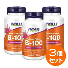 【3個セット】ビタミンB100 コンプレックス（タイムリリース型） 100粒 サプリメント 健康サプリ サプリ ビタミン ビタミンB群 now ナウ 栄養補助 栄養補助食品 アメリカ 国外 タブレット サプマートUSA 通販 楽天