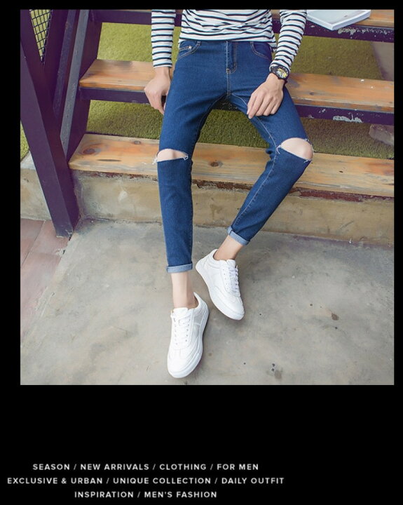 楽天市場 ファッションザセール限定クーポン スキニージーンズ ダメージスキニー メンズ 黒 スキニーパンツ ダメージジーンズ ダメージデニム クラッシュ ストレッチパンツ 伸縮 アンクル丈 デニム ジーンズ ジーパン トレンド 送料無料 アウトレット 水着 釣り