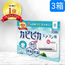 【楽天1位】【長崎国際大学と共同研究】【3箱3年分】 カビピカ エアコン カビ防止 カビ 予防 カビ取り カビ 対策 グッズ バイオ 消臭 抗菌 除菌 掃除 洗浄 除去 エアコンクリーナー クリーニング ホワイト 【エアコン用】 エターナルレスキュー