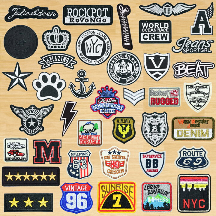 楽天市場】ワッペン 40枚セット アイロン アップリケ 人気 ミリタリー  