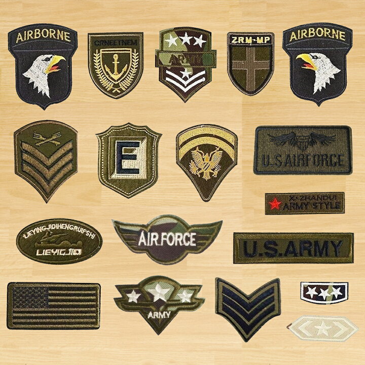 楽天市場】ワッペン 18枚セット アイロン アップリケ 人気 ミリタリー  