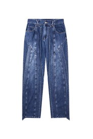 【Blind No Plan 公式】Straight Washed Jeans ストリート ファッション ヒップホップ ダンス 大きいサイズ ゆったり トレンド メンズ レディース