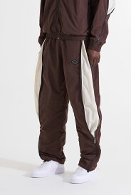 【40%OFF Unknown London公式】Brown / Cream Zipped Track Pants ストリート ファッション ヒップホップ ダンス 大きいサイズ ゆったり トレンド メンズ レディース