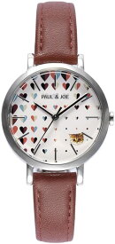 ポール＆ジョー レディース 腕時計 ハート ホワイト ボルドー レザーバンド HEART PJ7029-04H