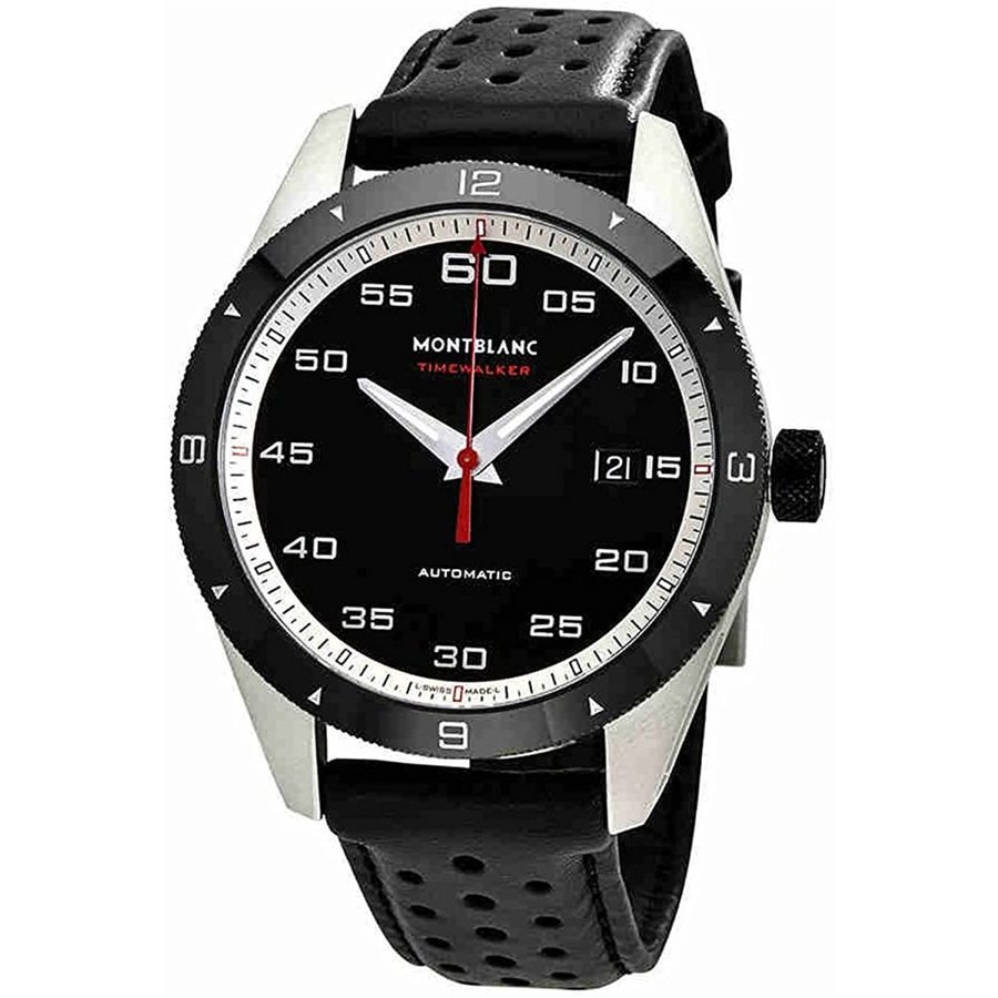 モンブラン MONTBLANC 【SALE／68%OFF】 腕時計 TIMEWALKER パンチングレザー ブラック 116061 タイムウォーカー 半額品