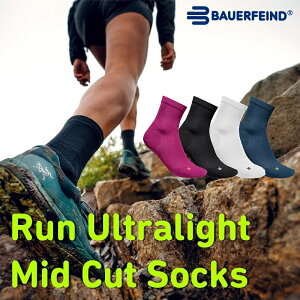 oEA[t@ChBauerfeind EgCg\bNX Run Ultralight Socks Mid Cut ~bhJbg N[\bNX ؐU̗} GlM[i A[`T|[g ֐߃T|[g C jO 
