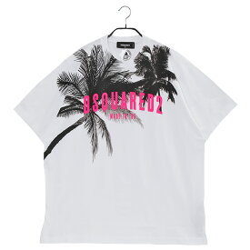 ディースクエアード DSQUARED2 Tシャツ D2 Palms Slouch T-shirt S74GD1098-S23009-100【新作】