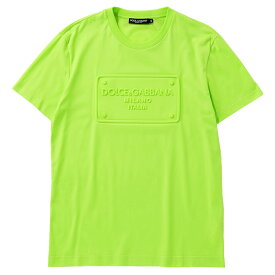 ドルチェ&ガッバーナ DOLCE&GABBANA Tシャツ エンボスプレート ライムグリーン G8PP4Z-FU7EQ-C3836【新作】