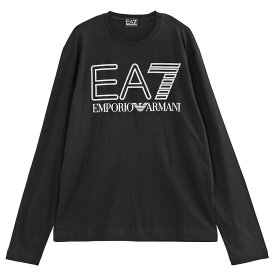 エンポリオアルマーニ EMPORIO ARMANI Logo Series 長袖Tシャツ コットン製 オーバーサイズロゴ EA7 6RPT04-PJFFZ-1200：ブラック【新作】