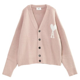 アミ AMI Paris メリノウールフェルト カーディガン AMI DE COEUR UKC025.KN0032-685_POWDER_PINK/IVORY【新作】