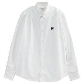 メゾンキツネ MAISON KITSUNE フォックスパッチ ボタンダウンシャツ LM00401WC2010-P100_WHITE【新作】