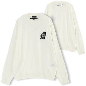 エンポリオアルマーニ EMPORIO ARMANI セーター ハイゲージ フレンチブルドッグ刺繍 6D1MX4-1MJCZ-0101【新作】