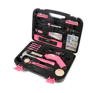 かわいいDIY初心者女子専用充電式電動ドライバー付工具セット35pcs女性用DIYツールブランド【DIYGirls】必要な工具揃えておきました♪コードレスビットセット電動ドリル