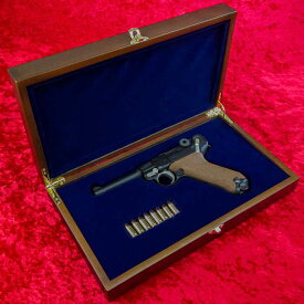 Luger P08(4inch) 専用 Gunケース 高級木製化粧箱 コレクションボックス(Blue Model)