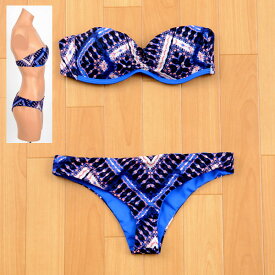 HURLEY/ハーレー新作レディースBIKINITIEDYEUwPUSHUPBRA/RevBRIEFPANTBLUE女性用水着ビキニ
