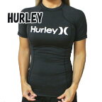 HURLEY/ハーレー レディース 半袖ラッシュガード ONE&ONLY S/S RASHGUARD BLACK/WHITE 女性用 ラッシュガード LADYS WOMEN サーフィン 7780[返品、交換及びキャンセル不可]