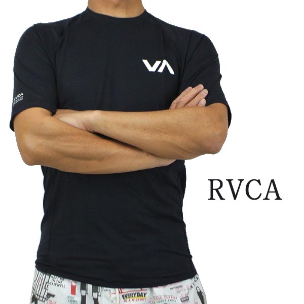 RVCA ルーカ メンズ半袖ラッシュガード S RASHGUARD BLACK 入荷 UVA UVB 男性用水着 UVカット wr00109 返品  交換及びキャンセル不可 最大80％オフ！