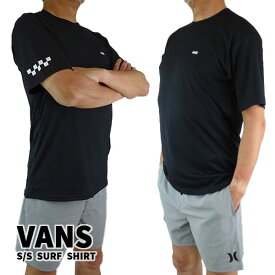 VANS/ヴァンズ/バンズ メンズ 半袖ラッシュガード SURF SHIRTS SS BLACK サーフシャツ Tシャツタイプ ゆったり目 UPF50 速乾性 男性用 メール便対応 [返品、交換及びキャンセル不可]
