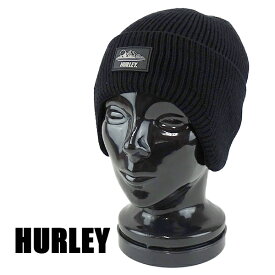 ハーレー メンズ 帽子 HURLEY NORTH PEAK BLACK ニット帽 防寒 耳までカバー CAP/キャップ HAT/ハット Hurley Men's Winter Hat[返品、交換及びキャンセル不可]