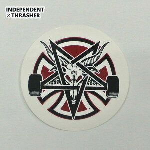 INDEPENDENT/Cfyfg THRASHER/XbV[ R{ PENTAGRAM CREAR MYLAR STICKER WHT/RED/BLK 2.75IN XebJ[ rj[V[ XP{[ NA