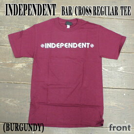 値下げしました！INDEPENDENT/インデペンデント BAR/CROSS S/S TEE BURGUNDY メンズ Tシャツ 男性用 T-shirts 半袖 丸首　クリックポスト対応