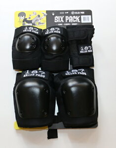 187 KILLER PADS SIX PACK �X�P�[�g �v���e�N�^�[ KNEE ELBOW WRIST �G�E�I�p�b�h ���ی� �j�[���G���{�[�p�b�h�����X�g�K�[�h BLACK