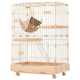 猫 ケージ キャットケージ ペットケージ キャスター付 猫ゲージ 大型 多頭飼い ネコドア キャットハウス 1段2段可能 留守番 保護 脱走防止 おしゃれ (2段)