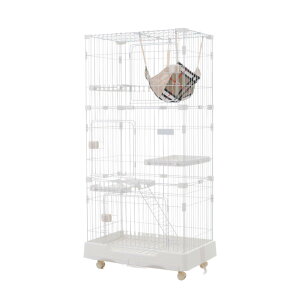 猫 ケージ キャットケージ ペットケージ キャスター付 猫ゲージ 大型 多頭飼い ネコドア キャットハウス 1段2段3段可能 留守番 保護 脱走防止 おしゃれ (3段,ベージュ)