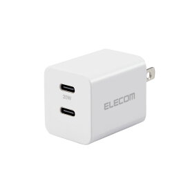 AC充電器/USB充電器/USB Power Delivery準拠/20W/USB-C2ポート/スイングプラグ/ホワイトエレコム株式会社