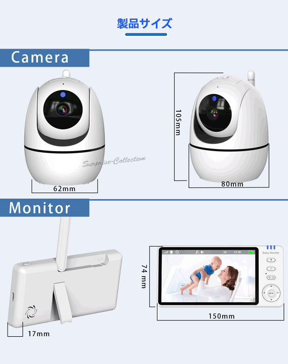 楽天市場】ベビーモニター 見守りカメラ wifi不要 モニター付き 上下