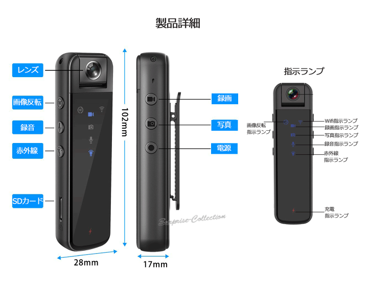 楽天市場】WIFI 小型ビデオカメラ 防犯カメラ 電池で録画 180