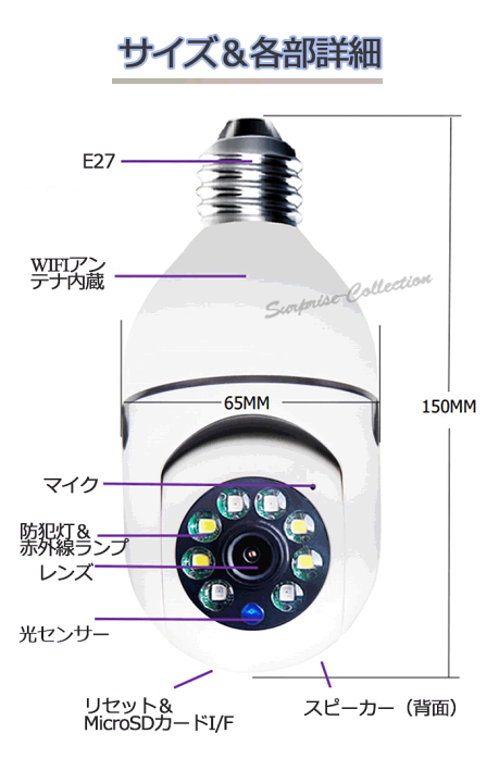 楽天市場】300万画素！LED電球型防犯カメラ Wifiカメラ ベビー・ペット