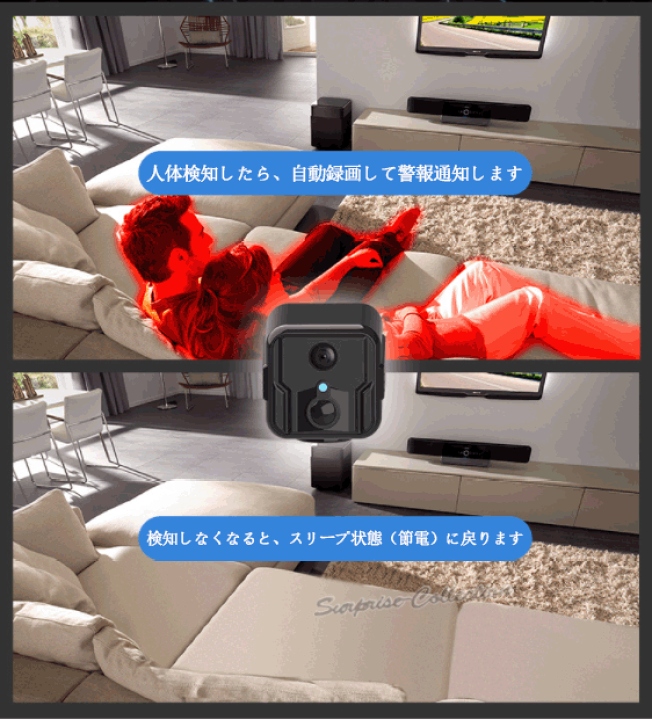 楽天市場】防犯カメラ 小型 人感センサー 長時間録画 ワイヤレス wifi