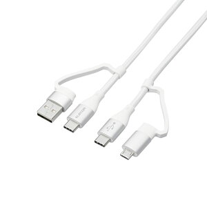 4in1 USB�P�[�u��/USB-A+USB-C/Micro-B+USB-C/USB Power Delivery�Ή�/1.0m/�z���C�g�G���R���������