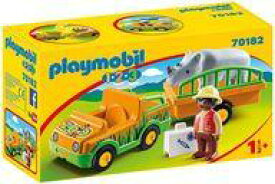【中古】おもちゃ プレモ1・2・3 動物園の乗り物とサイ 「playmobil プレイモービル」 70182