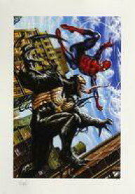 【中古】紙製品 スパイダーマンvsヴェノム by マーク・ブルックス アートプリント 「MARVEL COMICS」