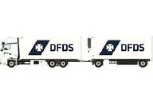 �y�V�i�z�~�j�J�[ 1/50 DFDS MERCEDES-BENZ ACTROS MP5 GIGA SPACE RIGED REEFER TRUCK 6X2 TAG AXLE RIGED REEFER DRAWBAR TURNTABLE TRAILER - 5 AXLE [01-4547]