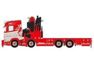 yViz~jJ[ 1/50 Thomas Berg SCANIA R NORMAL CR20N 8X4 RIGED FLATBED TRUCK WITH FASSI 1100 + JIB [01-4444]