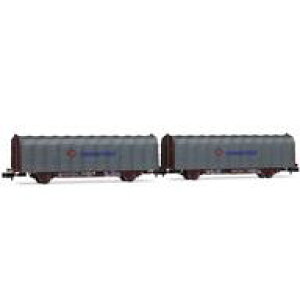 yVizS͌^ 1/160 RENFE. 2-unit pack 2-axle tarpaulin wagon. Lis type. Transfesa modern logo. ep. V [HN6711]