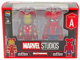 【中古】トレーディングフィギュア BE＠RBRICK-ベアブリック- 100% 2体セット(ボールチェーン付き) A.アイアンマン マーク46＆スパイダーマン 「Happyくじ BE＠RBRICK MARVEL STUDIOS」 ペアボックス賞