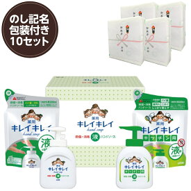 【10セット】【のし記名＆ギフト包装付】【引越し 御挨拶 御礼 粗品 ギフト】ライオン キレイキレイ液体ハンドソープギフトセット LBH-15P 本体250ml×2+詰替え200ml×2 景品・契約のお礼・お中元・御歳暮・御挨拶・快気祝い・内祝い・香典返し