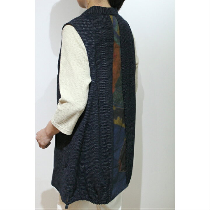楽天市場】古布 絣 のぼり旗 ロングベスト 作家一点もの 創作服 日本製 