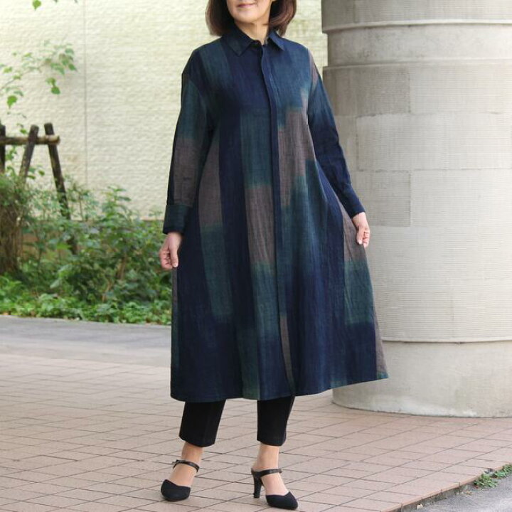 楽天市場】【久留米絣前開きワンピース】Giemon 儀右ヱ門 久留米絣 